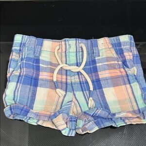 Girls xs 4/5 casual preppy linen Bermuda shorts plaid